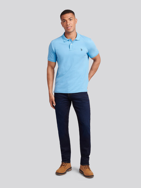 Mens Double Horsemen Polo Shirt in Heritage Blue