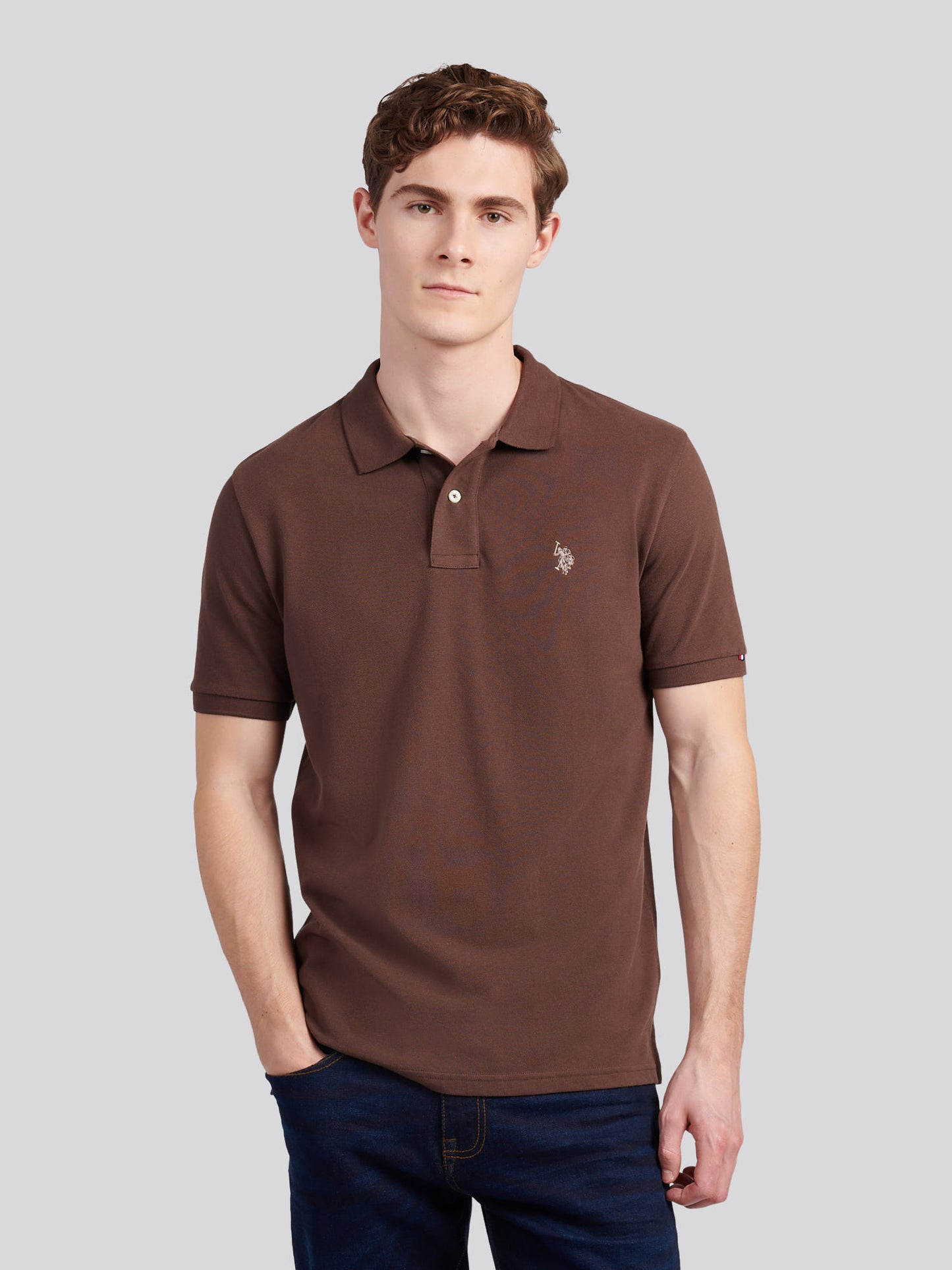 Mens Double Horsemen Polo Shirt in Chocolate Martini