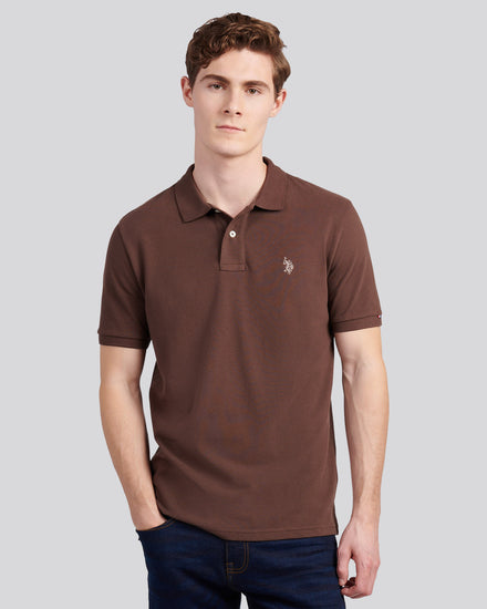 Mens Double Horsemen Polo Shirt in Chocolate Martini