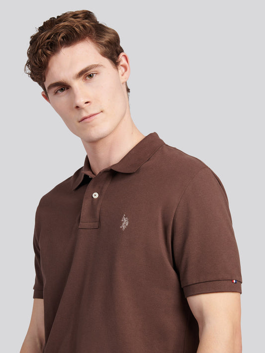 Mens Double Horsemen Polo Shirt in Chocolate Martini