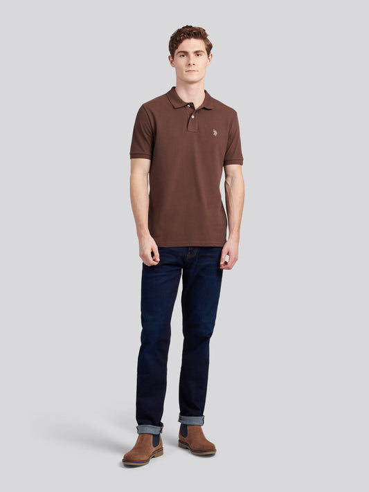 Mens Double Horsemen Polo Shirt in Chocolate Martini