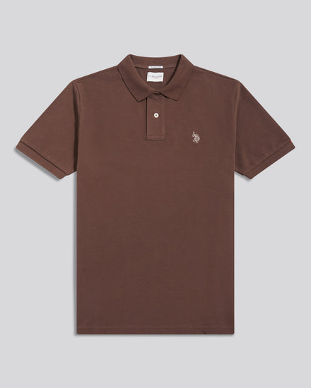 Mens Double Horsemen Polo Shirt in Chocolate Martini