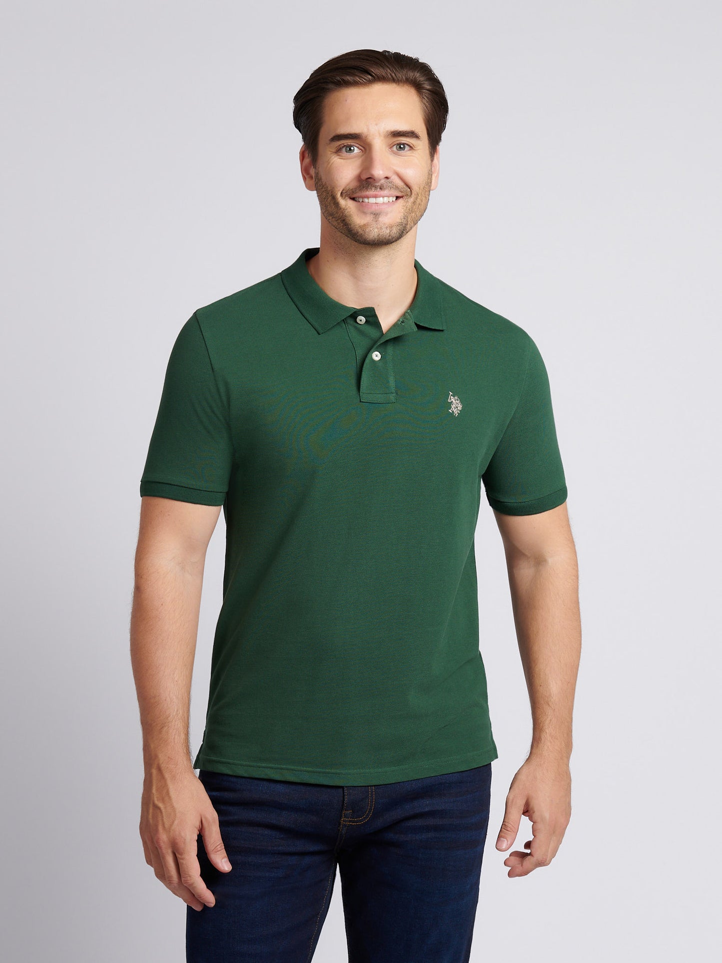 Mens Double Horsemen Polo Shirt in Pineneedle