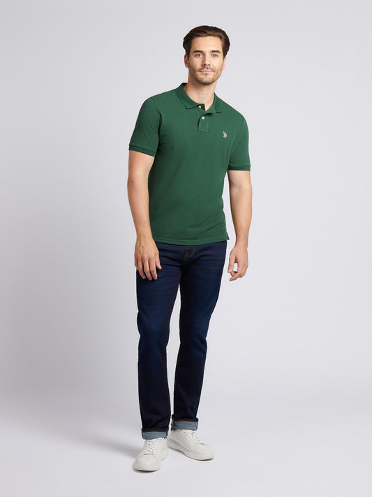 Mens Double Horsemen Polo Shirt in Pineneedle