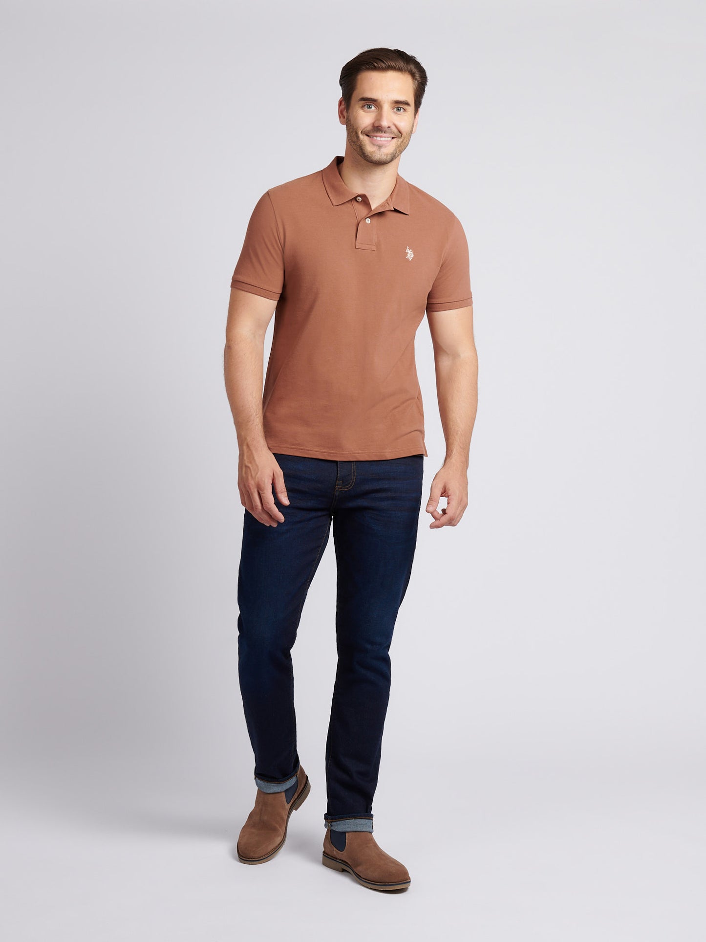 Mens Double Horsemen Polo Shirt in Rawhide