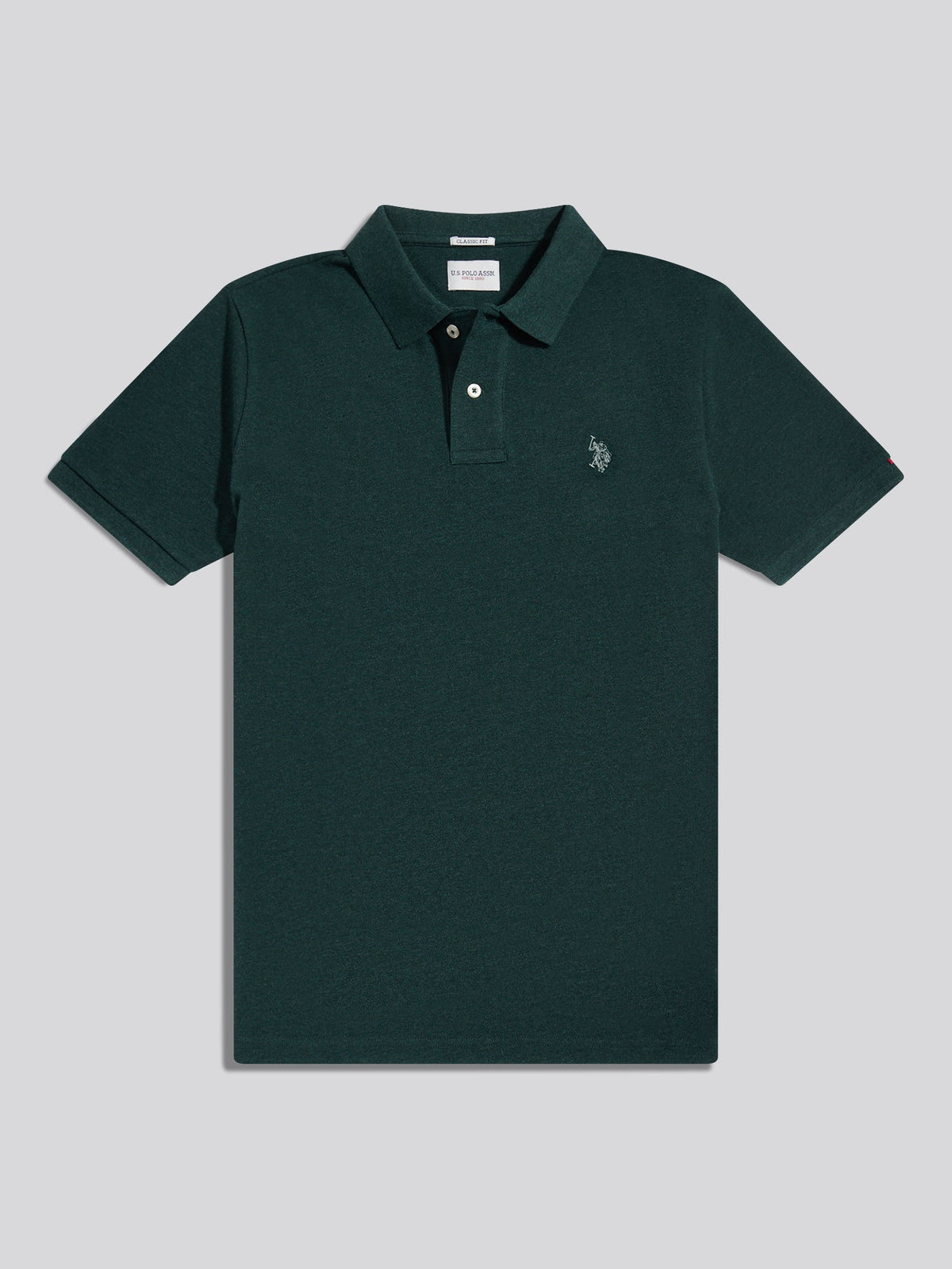 Mens Double Horsemen Polo Shirt Green Gables Marl