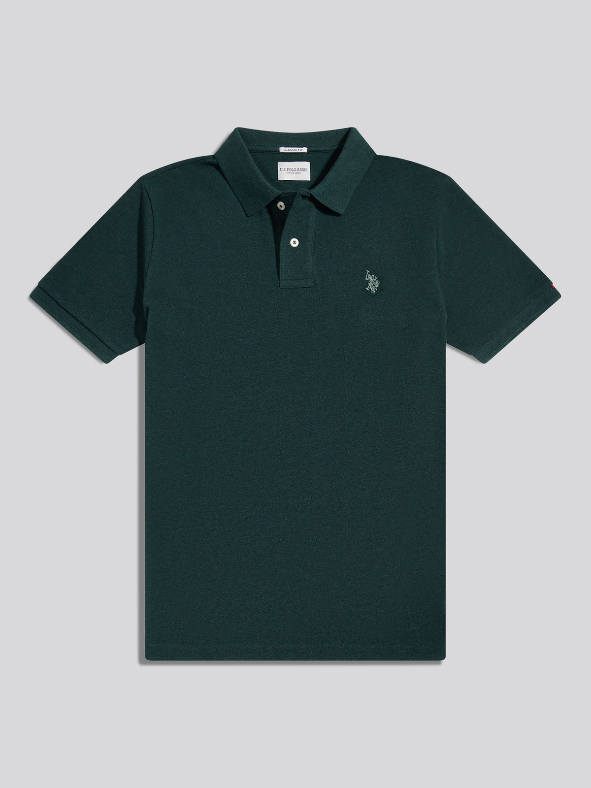 Mens Double Horsemen Polo Shirt Green Gables Marl