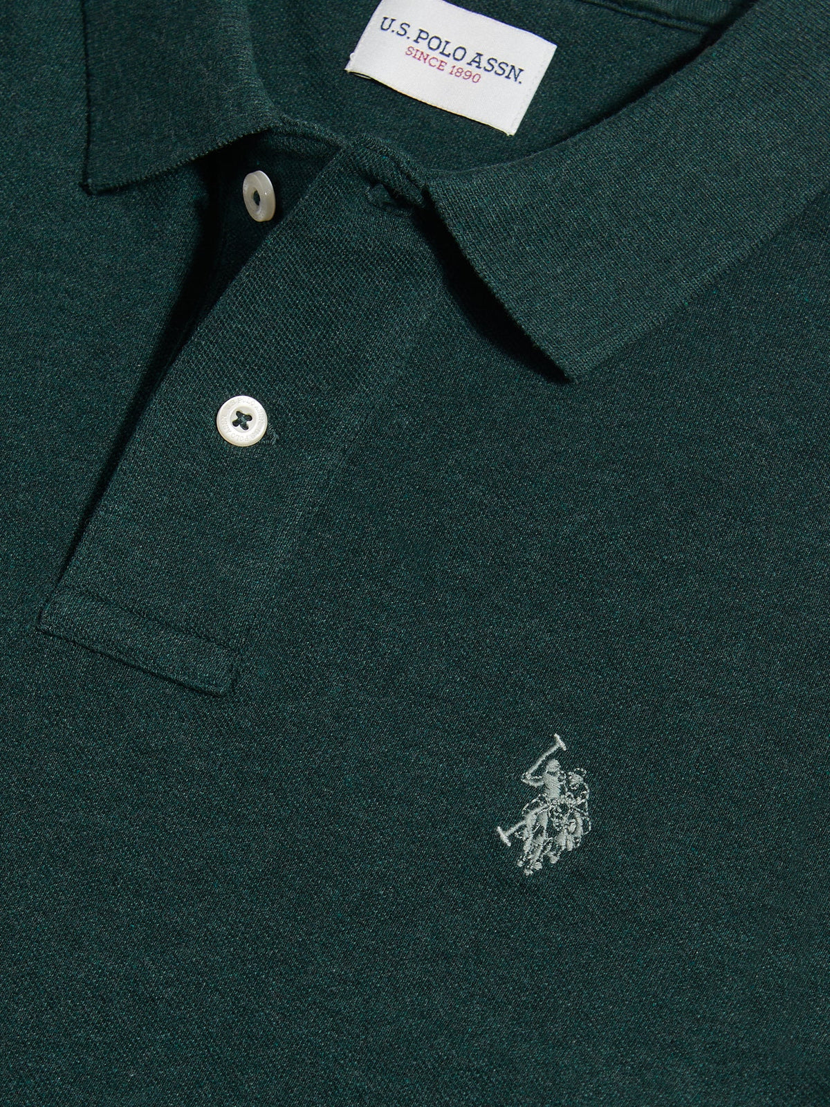 Mens Double Horsemen Polo Shirt Green Gables Marl
