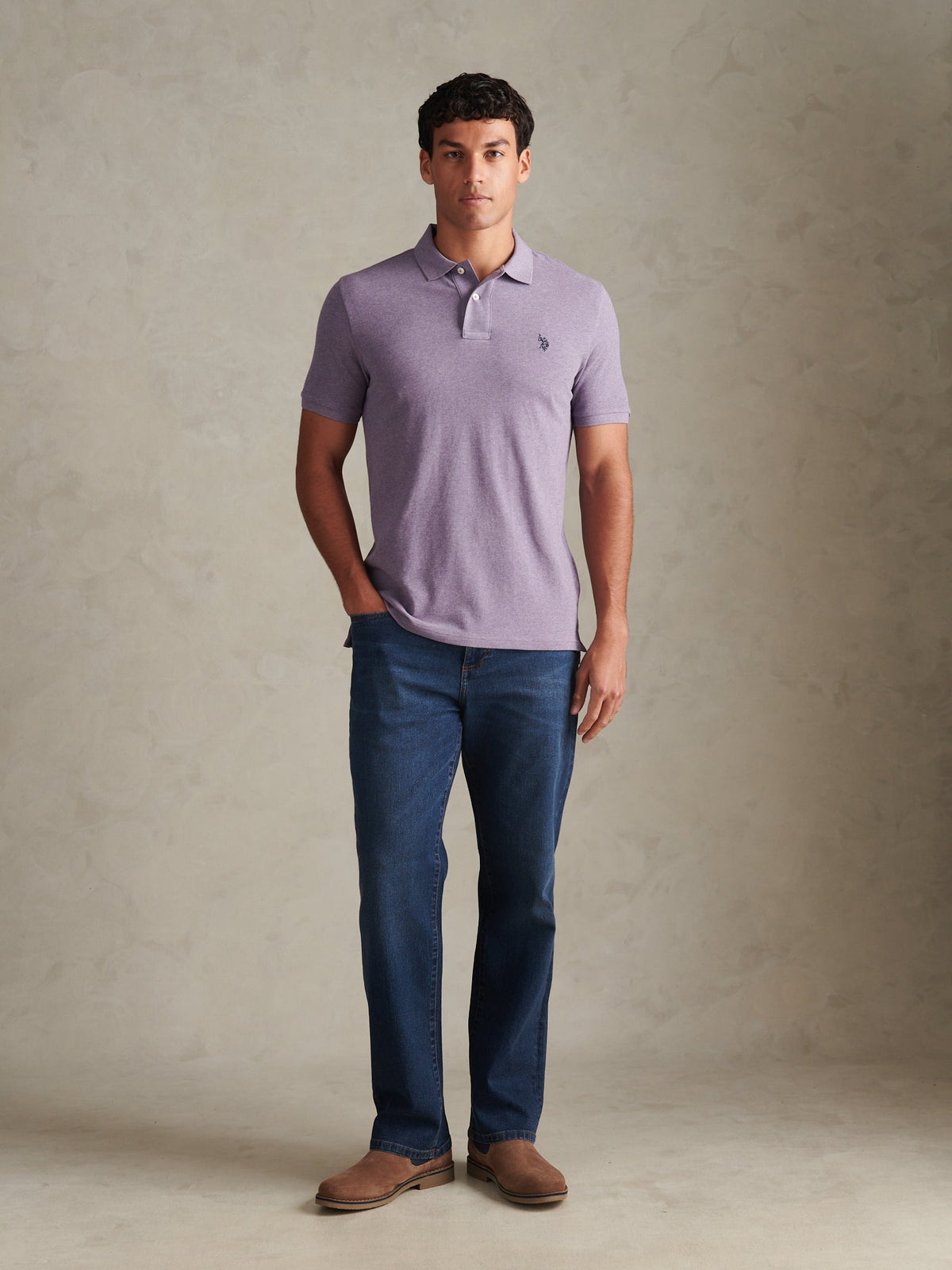 Mens Double Horsemen Polo Shirt Daybreak Marl