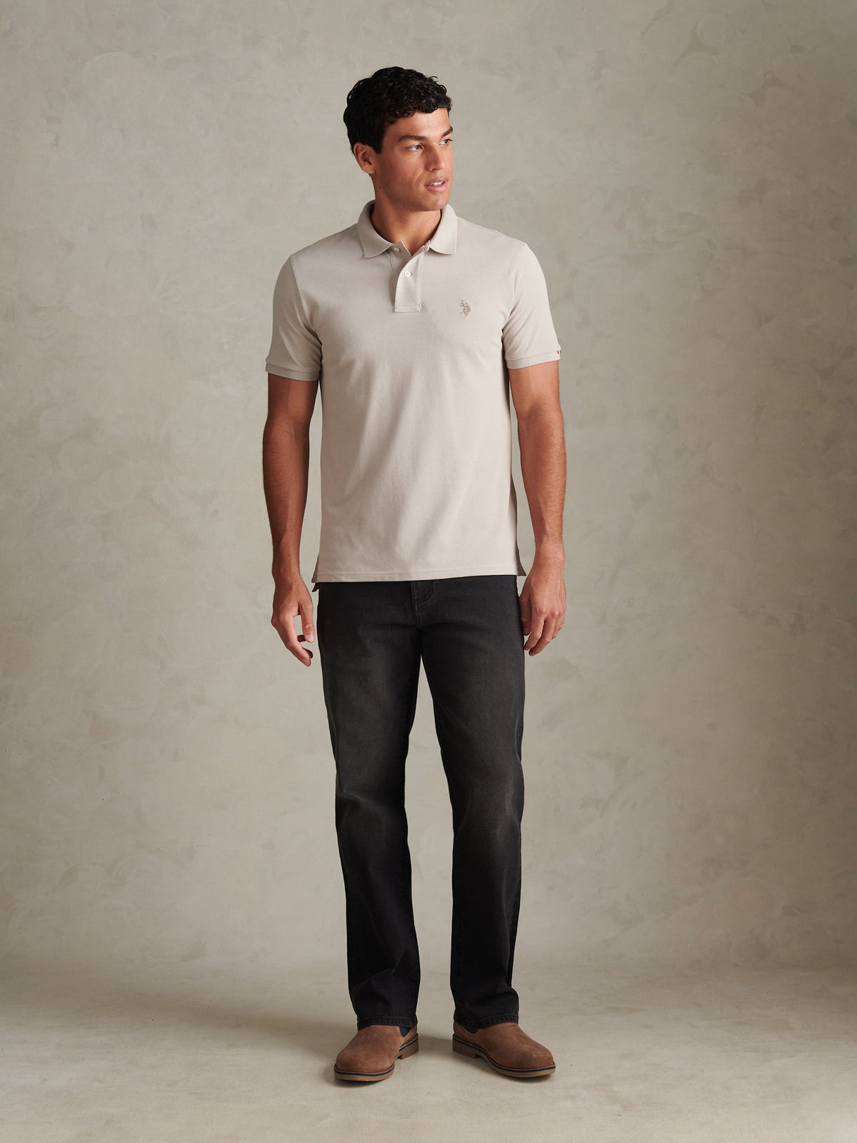 Mens Double Horsemen Polo Shirt Cinder