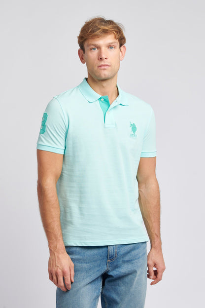 U.S. Polo Assn. Mens Player 3 Pique Polo Shirt in Water Ballet