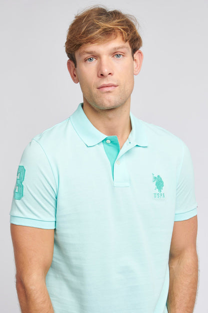 Mens Player 3 Pique Polo Shirt in Water Ballet