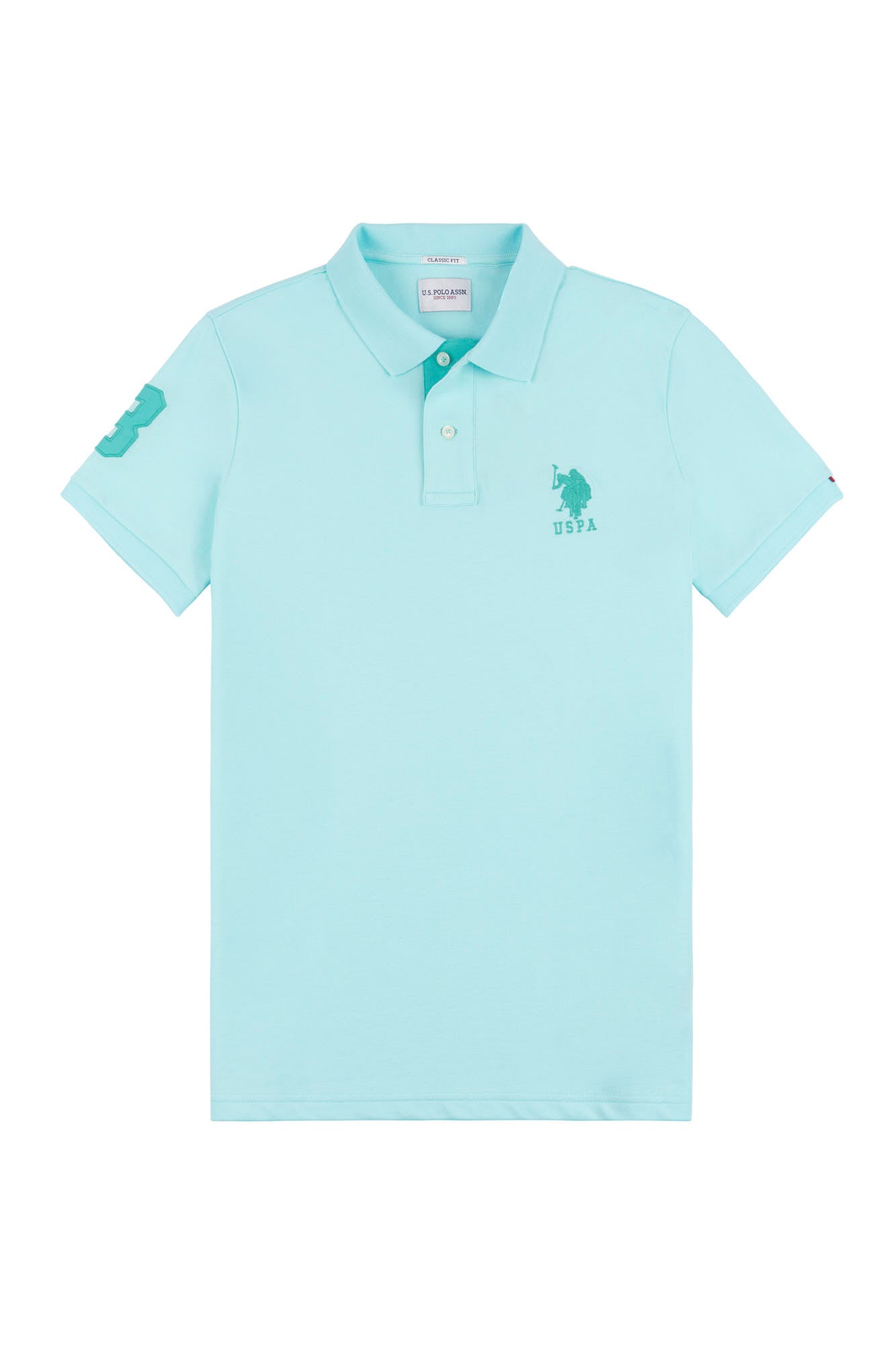 Mens Player 3 Pique Polo Shirt in Water Ballet