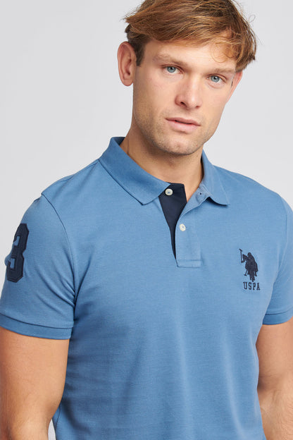 Mens Player 3 Pique Polo Shirt in Blue Horizon