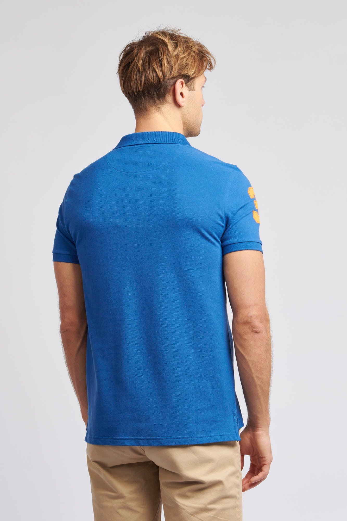 Mens Player 3 Pique Polo Shirt in Deja Vu Blue