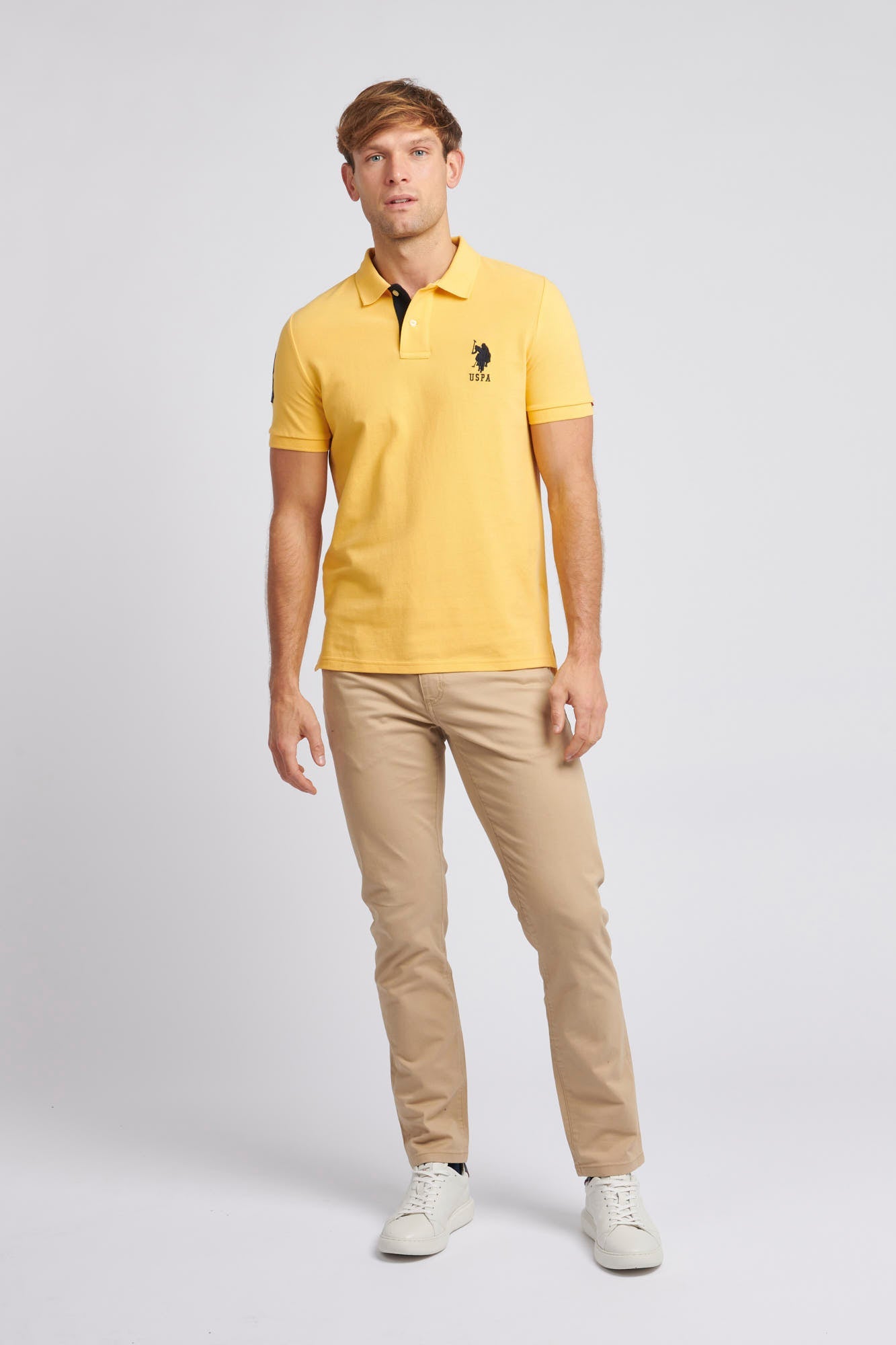 Mens Player 3 Pique Polo Shirt in Sunset Gold