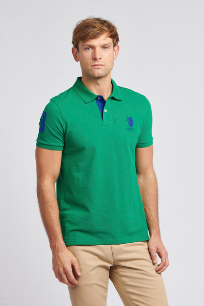 U.S. Polo Assn. Mens Player 3 Pique Polo Shirt in Lush Meadow