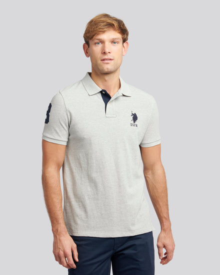 Mens Player 3 Polo Shirt in Mid Grey Marl