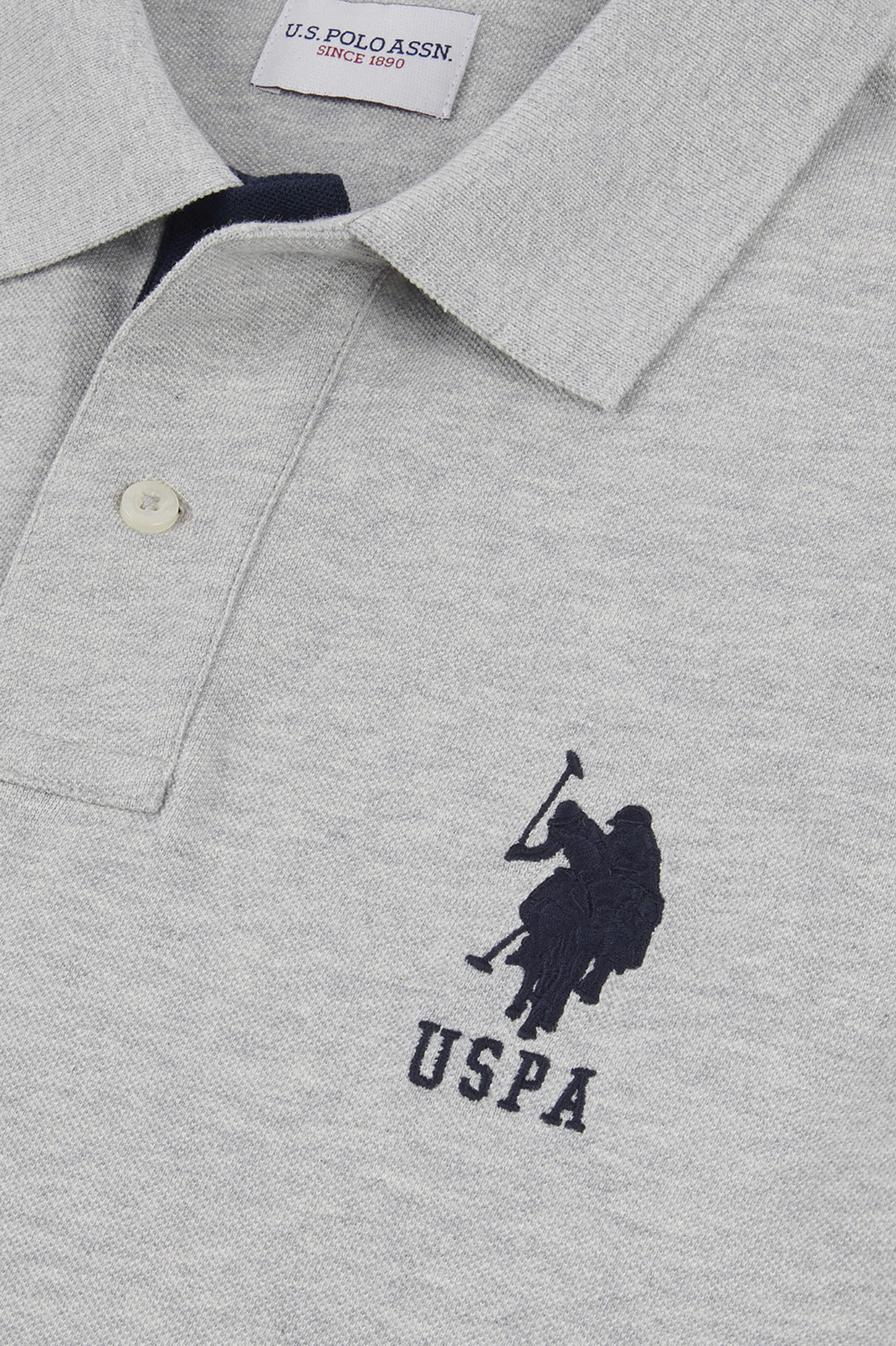 Mens Player 3 Pique Polo Shirt in Mid Grey Marl