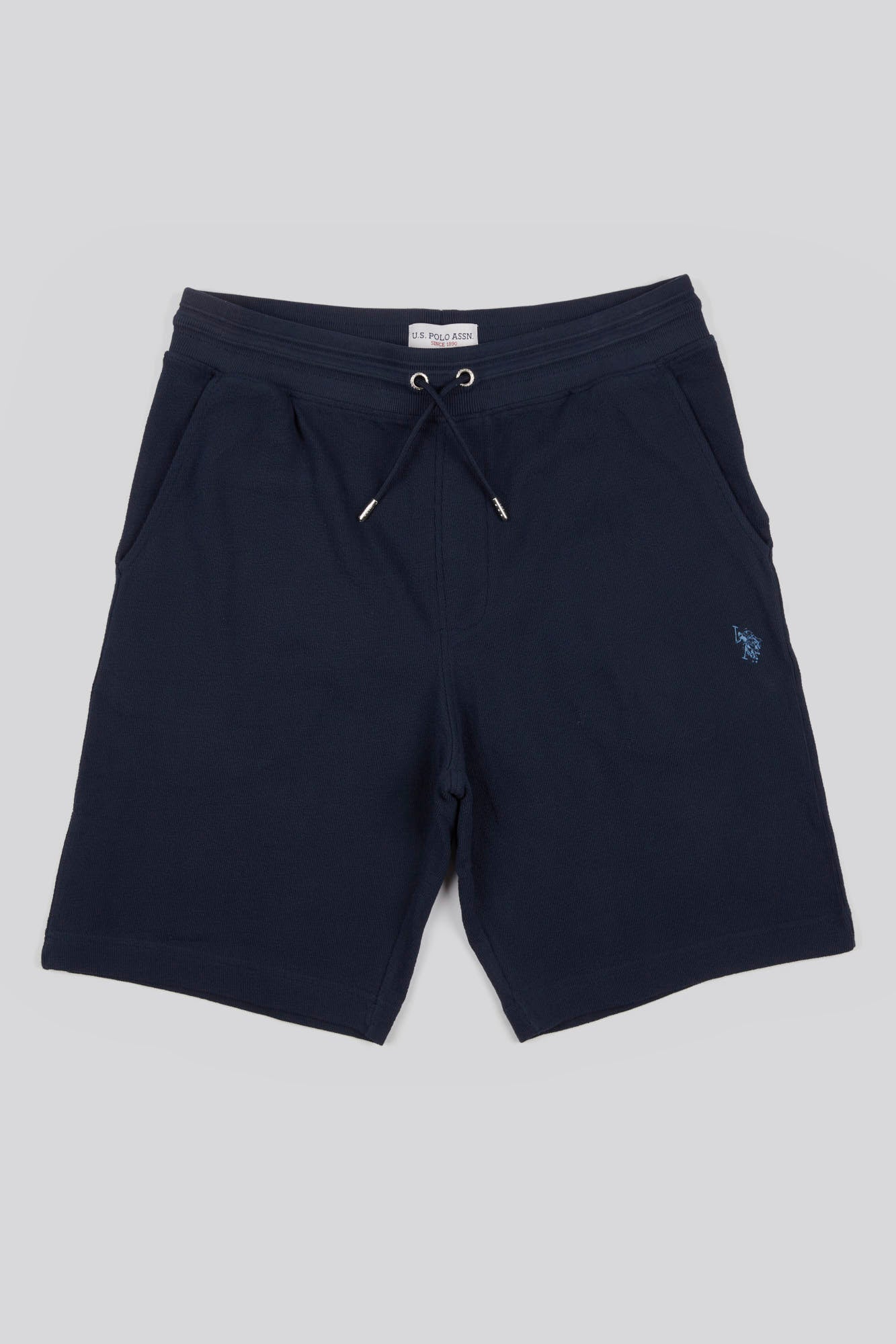 U.S. Polo Assn. Mens Classic Fit Texture Terry Shorts in Dark Sapphire Navy