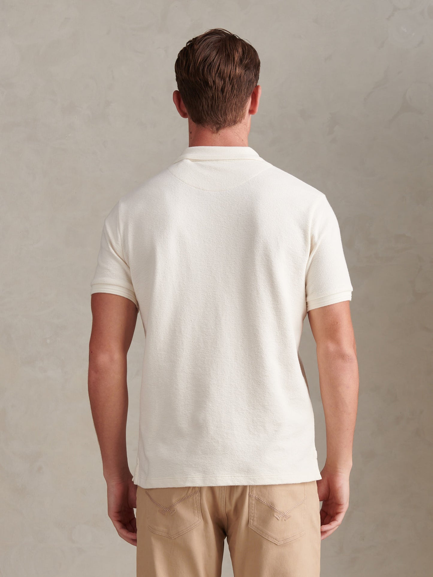 Mens Texture Terry Polo Shirt Whisper White