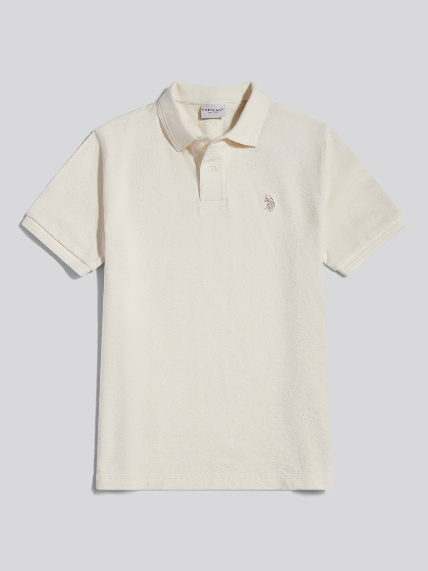 Mens Texture Terry Polo Shirt Whisper White