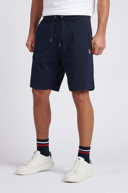 Mens Classic Fit Luxe Sweat Shorts in Dark Sapphire Navy / White DHM