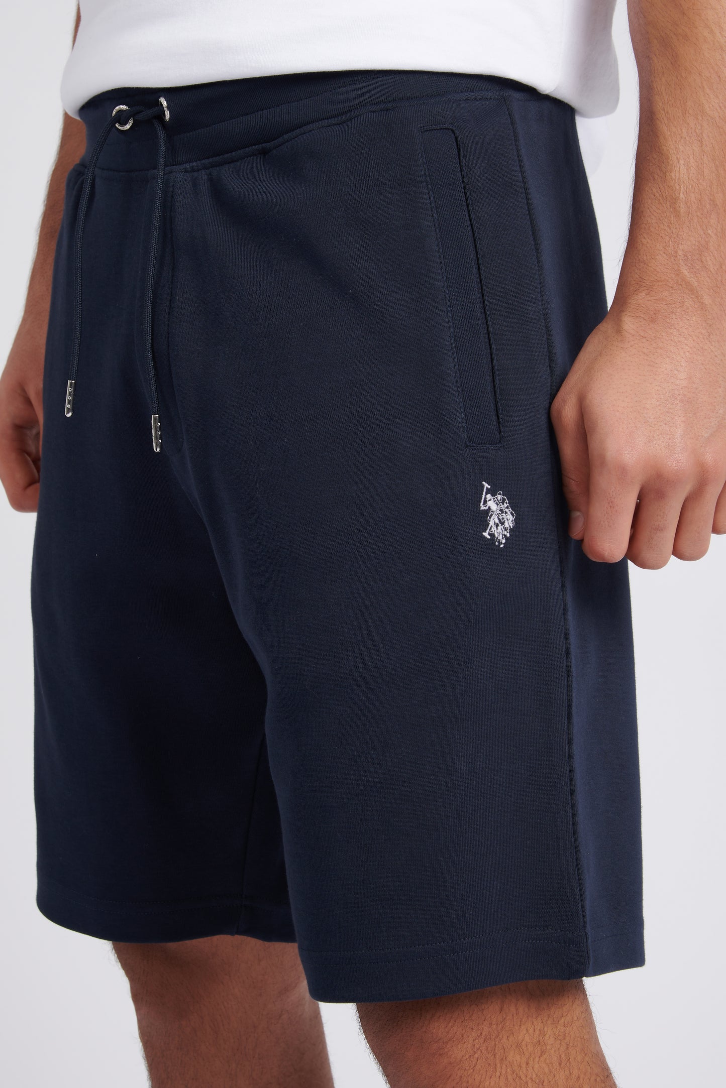 Mens Classic Fit Luxe Sweat Shorts in Dark Sapphire Navy / White DHM