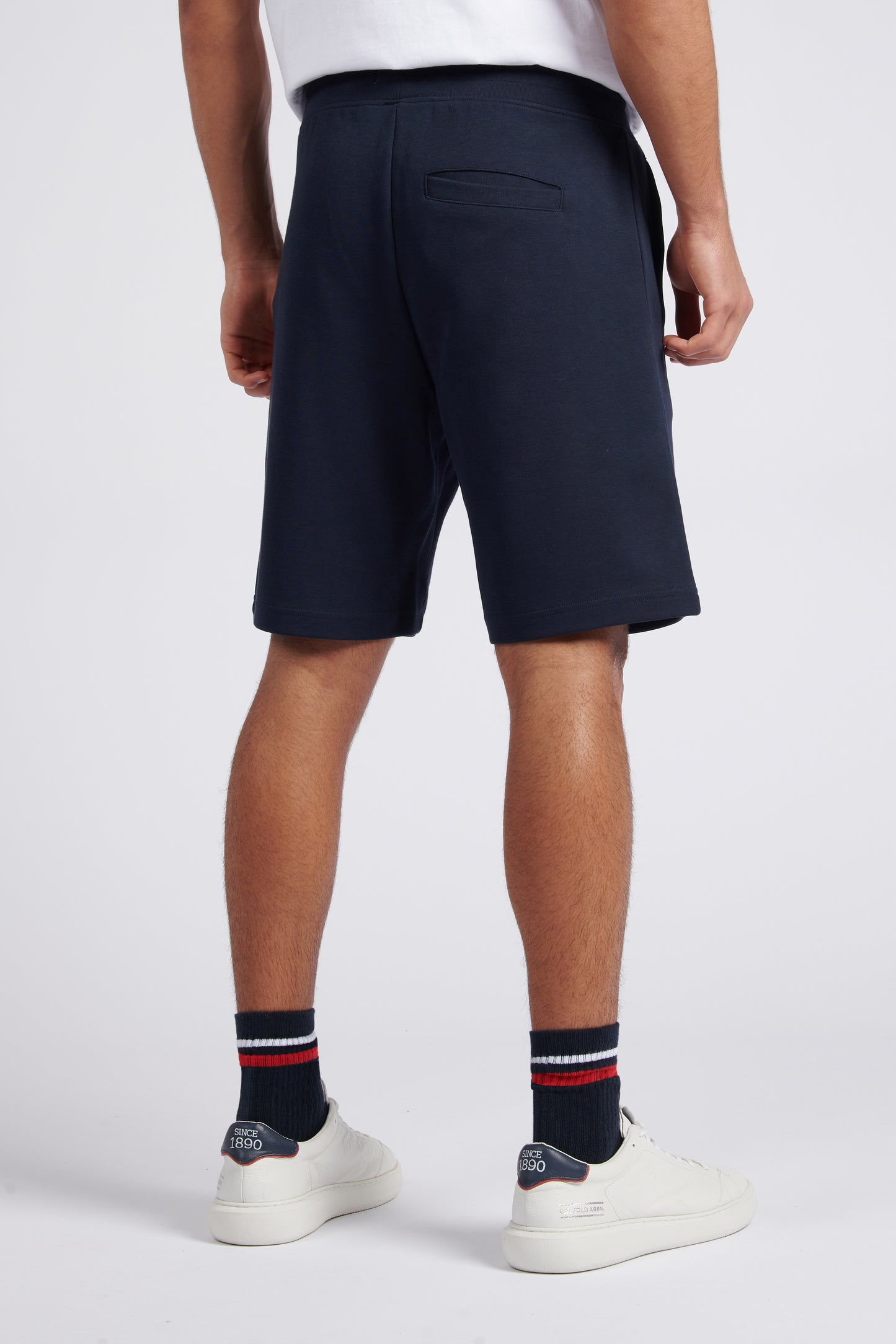 Mens Classic Fit Luxe Sweat Shorts in Dark Sapphire Navy / White DHM