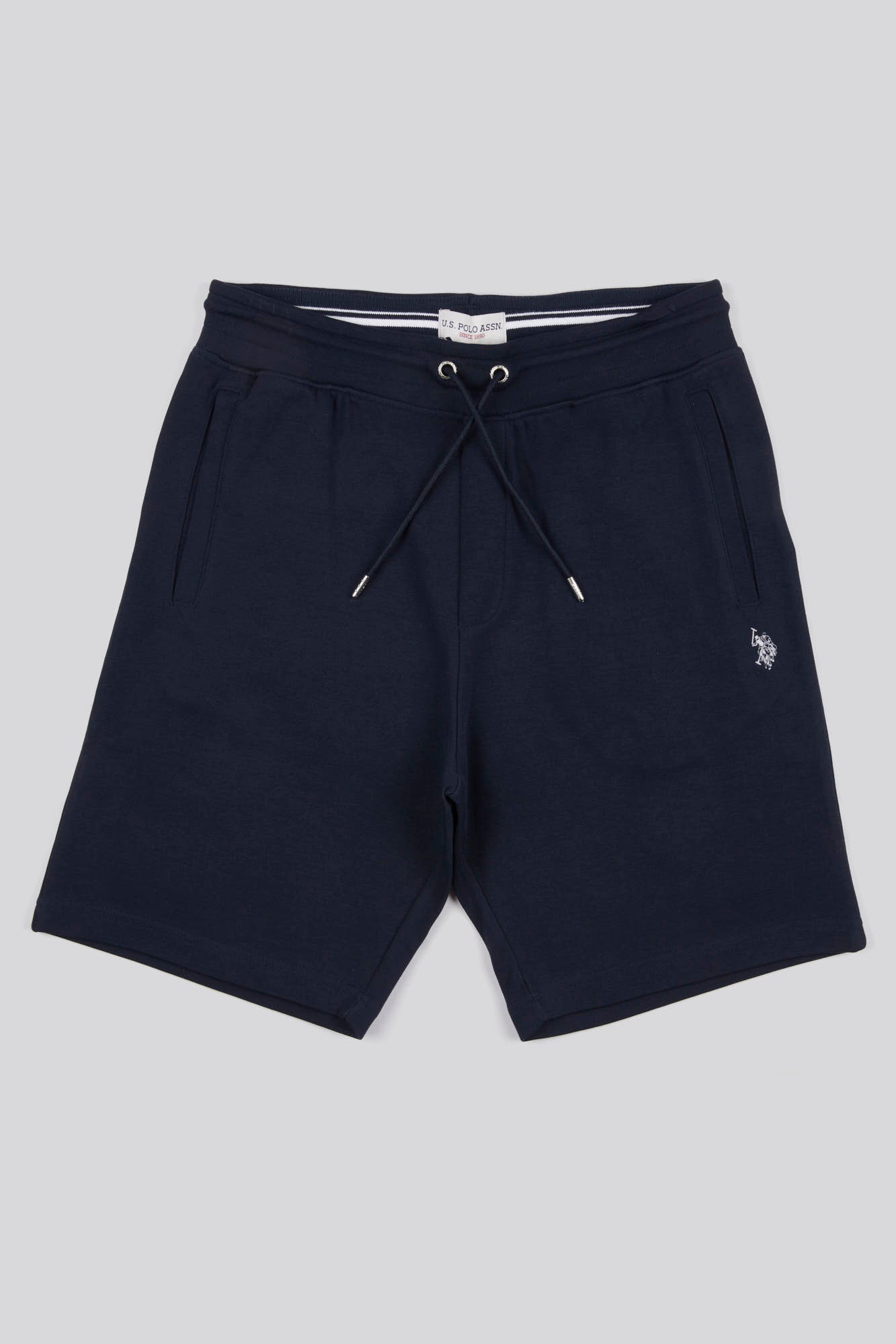 U.S. Polo Assn. Mens Classic Fit Luxe Sweat Shorts in Dark Sapphire Navy / White DHM