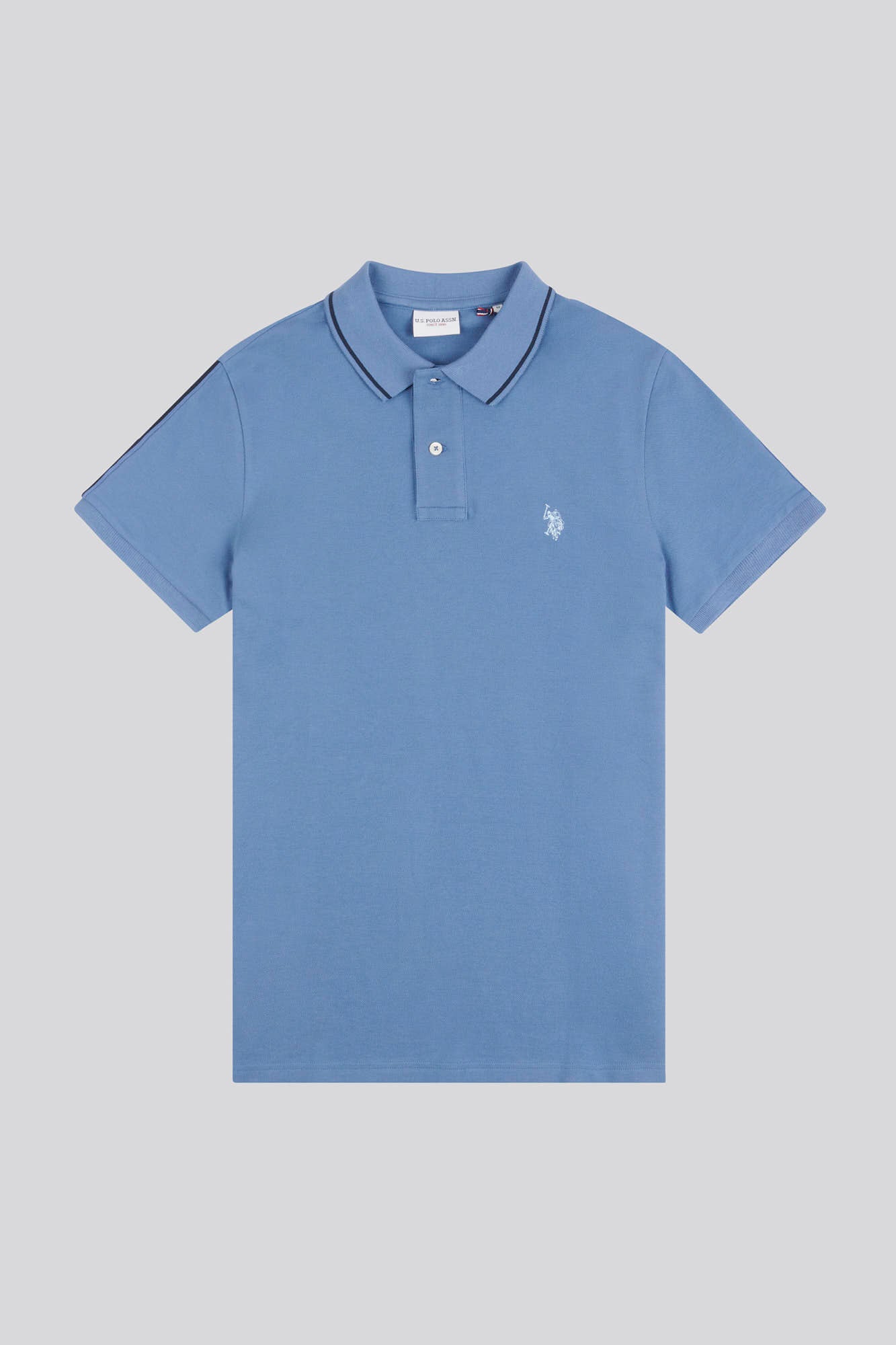 Mens Regular Fit Taped Polo Shirt in Moonlight Blue