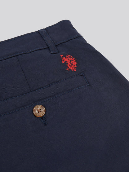 Mens Classic Chinos Shorts in Dark Sapphire Navy / Haute Red DHM