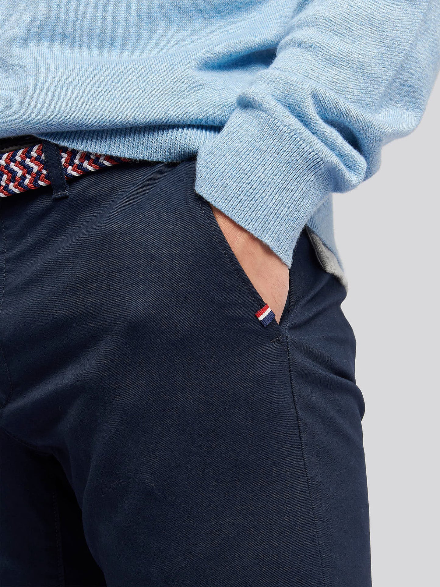Mens Classic Chinos in Dark Sapphire Navy / Haute Red DHM