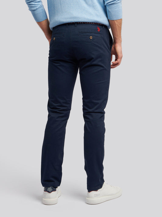 Mens Classic Chinos in Dark Sapphire Navy / Haute Red DHM