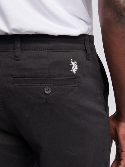Mens Classic Chinos in Black Bright White DHM