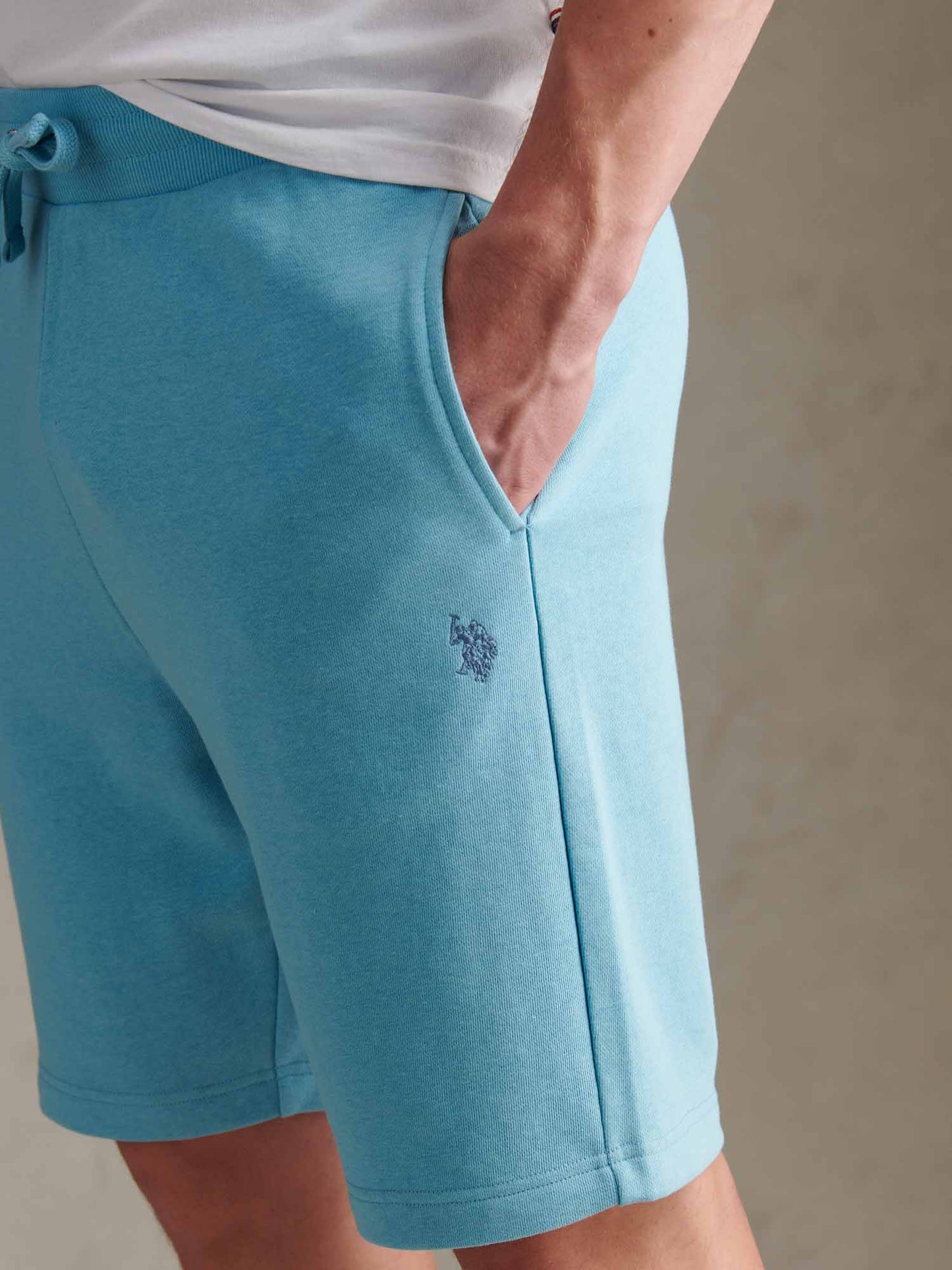 Mens Double Horsemen Sweat Shorts in Air Blue