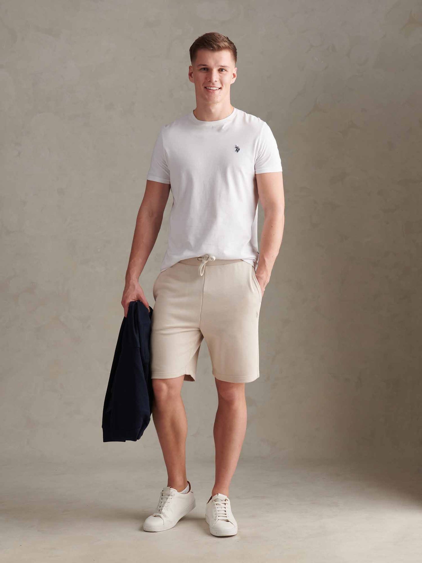 Mens Double Horsemen Sweat Shorts in Beige