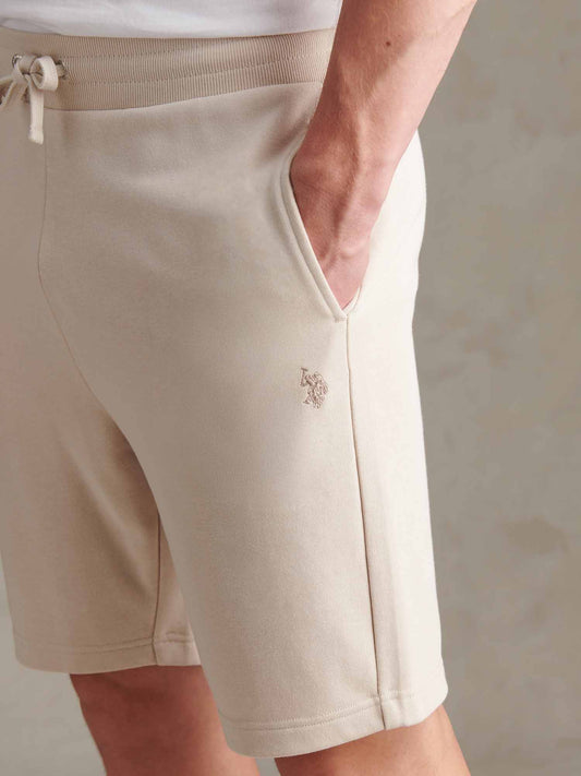 Mens Double Horsemen Sweat Shorts in Beige