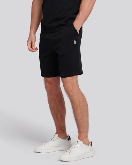 Mens Double Horsemen Sweat Shorts in Black Bright White DHM
