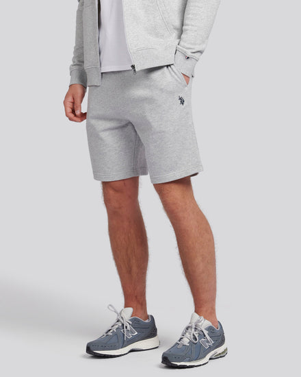 Mens Double Horsemen Sweat Shorts in Mid Grey Marl