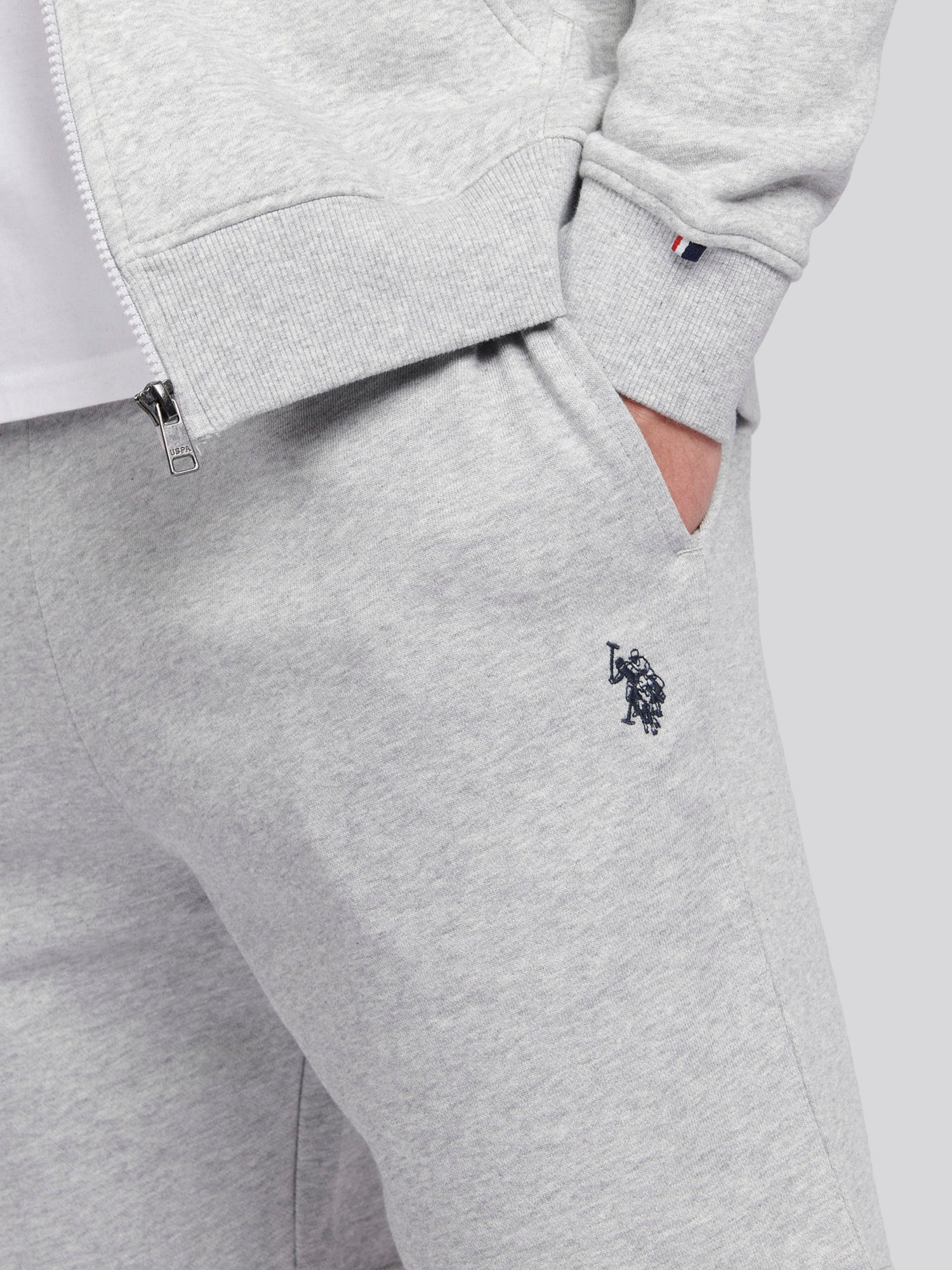 Mens Double Horsemen Sweat Shorts in Mid Grey Marl