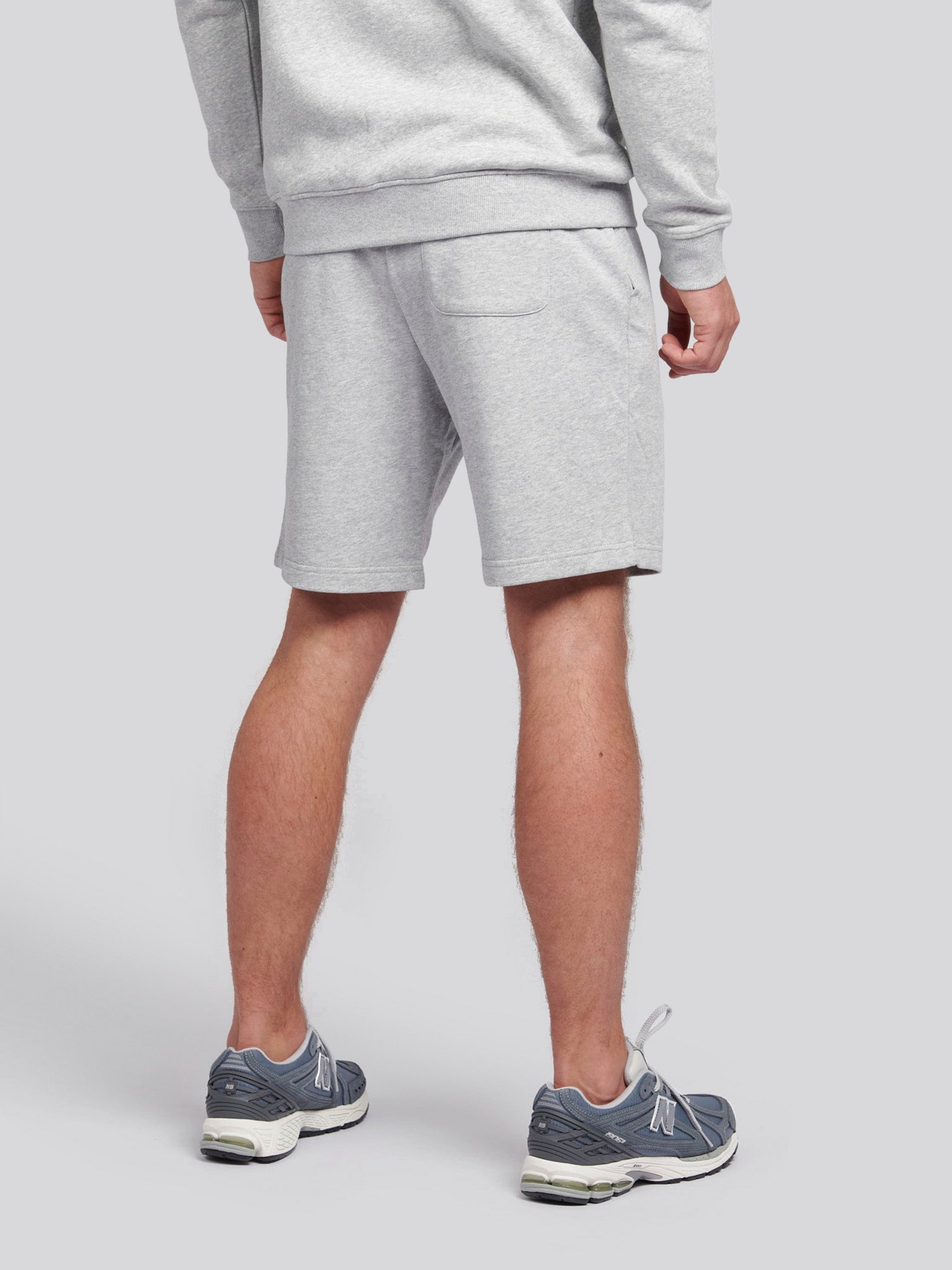 Mens Double Horsemen Sweat Shorts in Mid Grey Marl