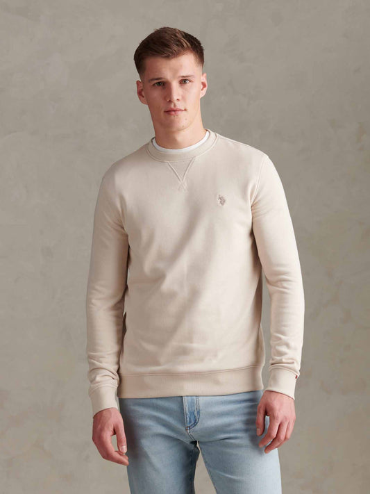 Mens Double Horsemen Sweatshirt in Beige