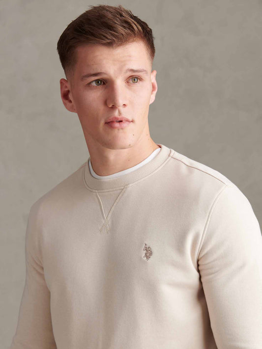 Mens Double Horsemen Sweatshirt in Beige