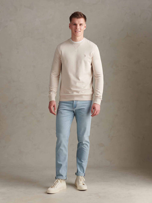 Mens Double Horsemen Sweatshirt in Beige