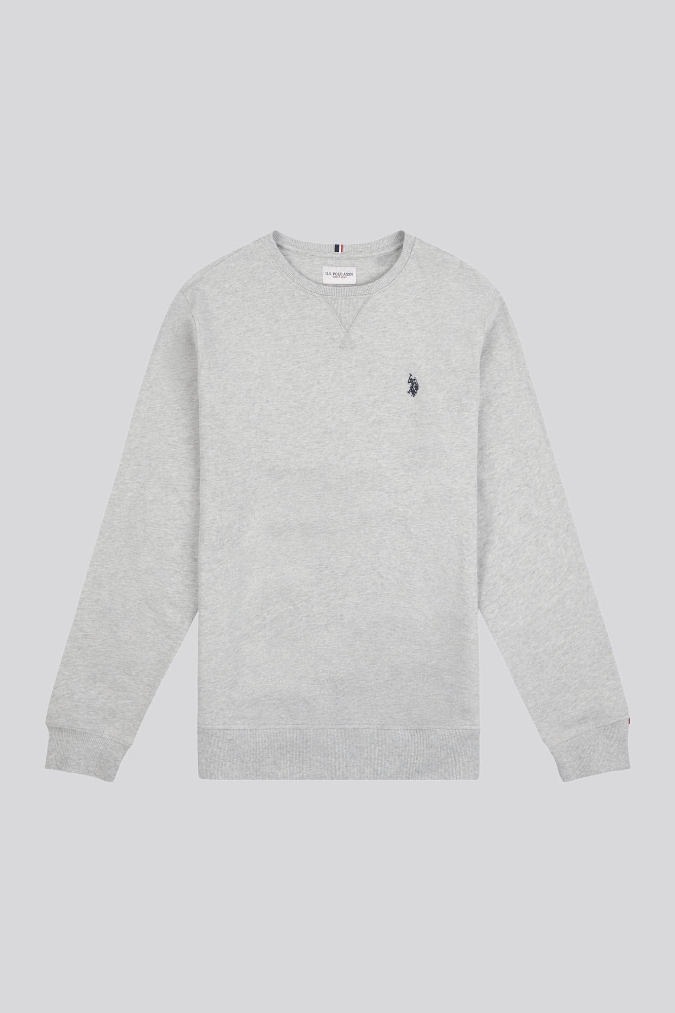 Mens Classic Fit Double Horsemen Sweatshirt in Mid Grey Marl