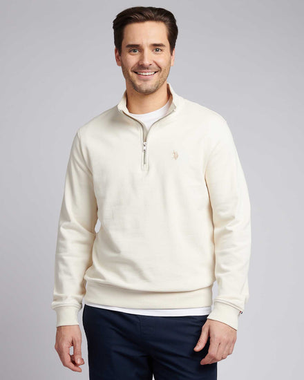 Mens 1/4 Zip Sweatshirt in Whisper White