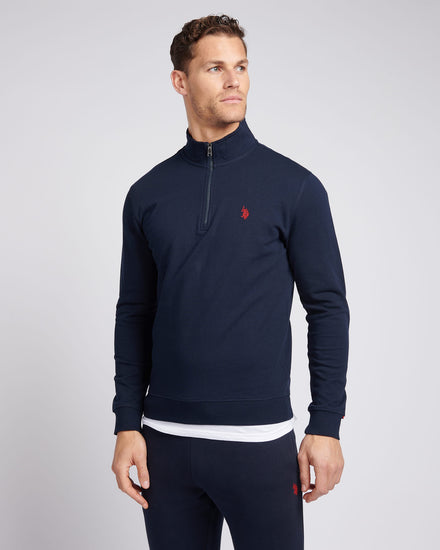 Mens 1/4 Zip Sweatshirt in Dark Sapphire Navy / Haute Red DHM