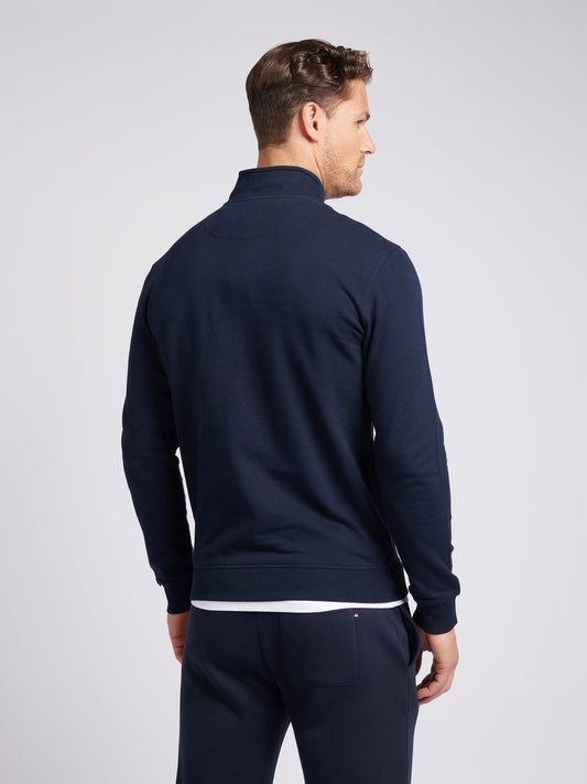Mens 1/4 Zip Sweatshirt in Dark Sapphire Navy / Haute Red DHM