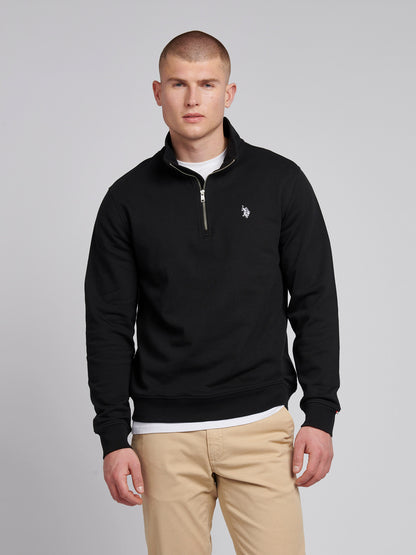 Mens 1/4 Zip Sweatshirt in Black Bright White DHM